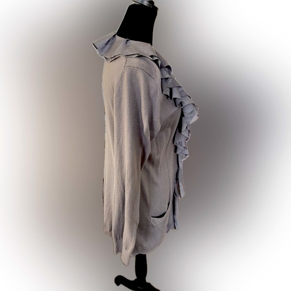LOFT Ruffle Front Cardigan - Size Large - Picture 3 of 6